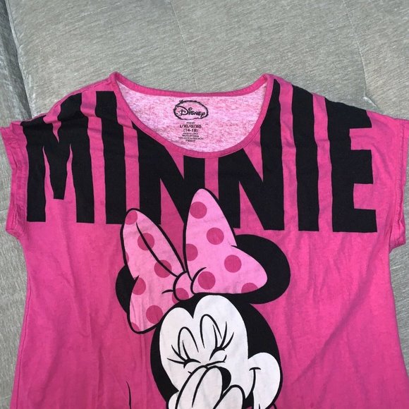 Disney Tall Womens Pink Minnie Mouse Short Sleeve T-shirt XL & Headband - Picture 2 of 11
